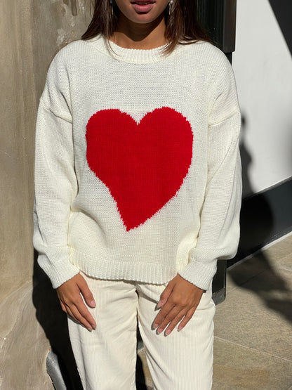 Red heart knit - White