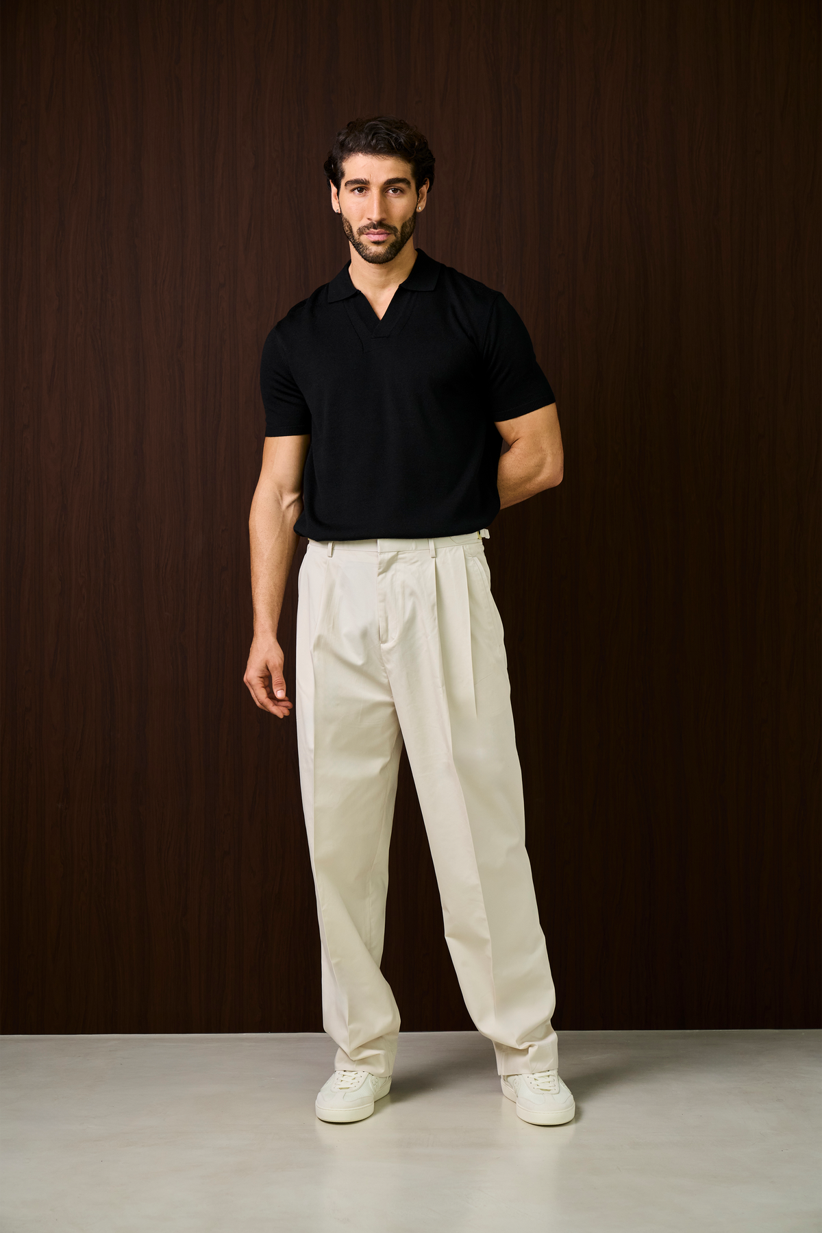Soleil Knitted Short Sleeve Polo – Black