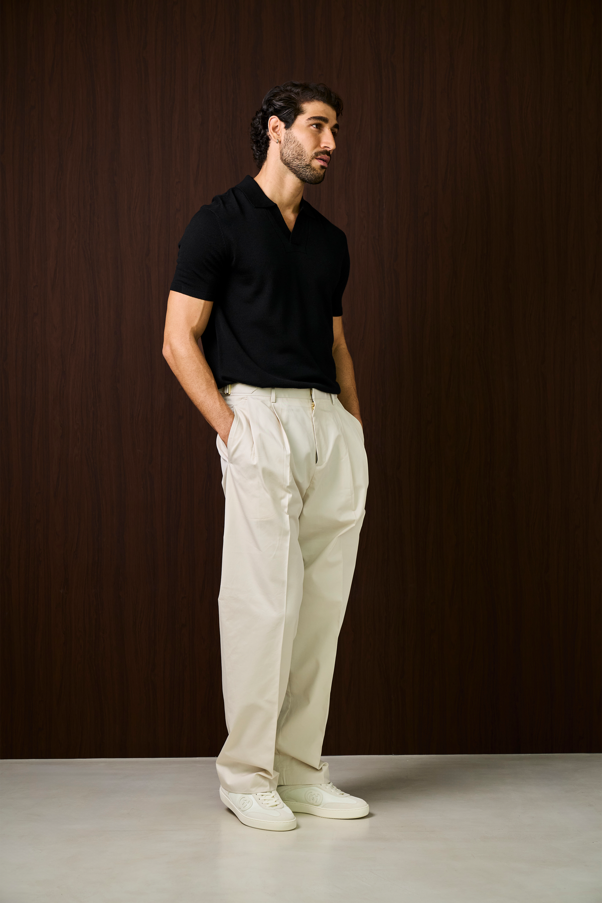 Soleil Knitted Short Sleeve Polo – Black