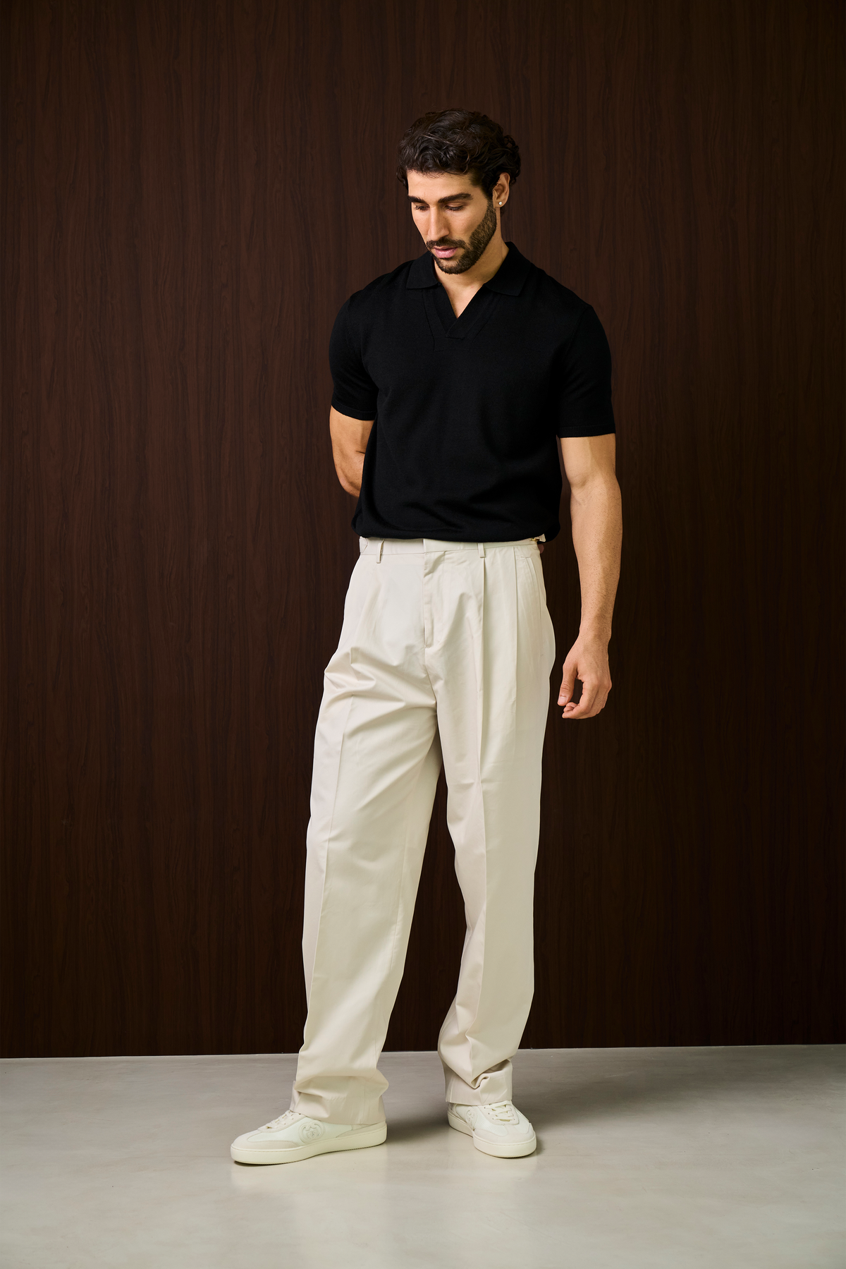 Soleil Knitted Short Sleeve Polo – Black