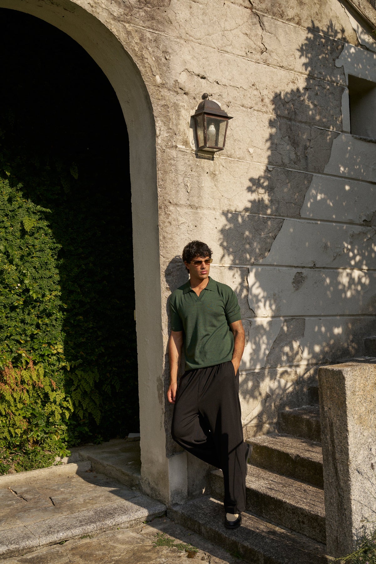 Soleil Knitted Short Sleeve Polo – Dark Green