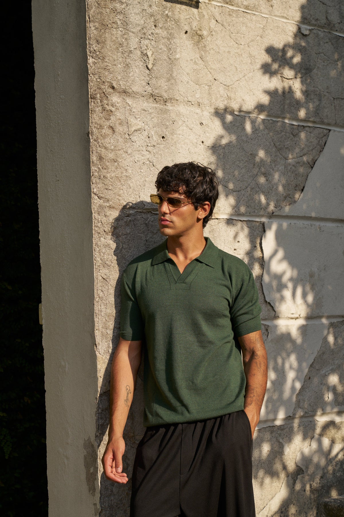 Soleil Knitted Short Sleeve Polo – Dark Green