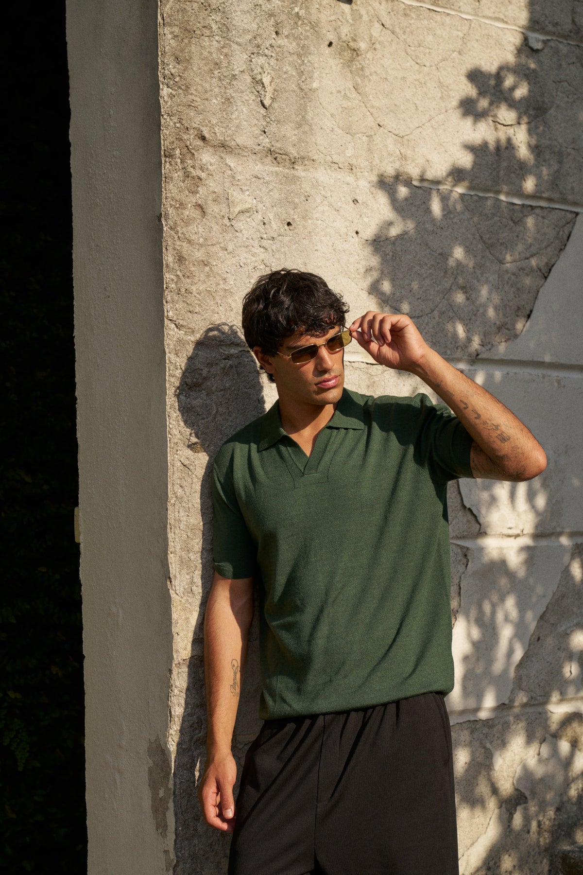 Soleil Knitted Short Sleeve Polo – Dark Green