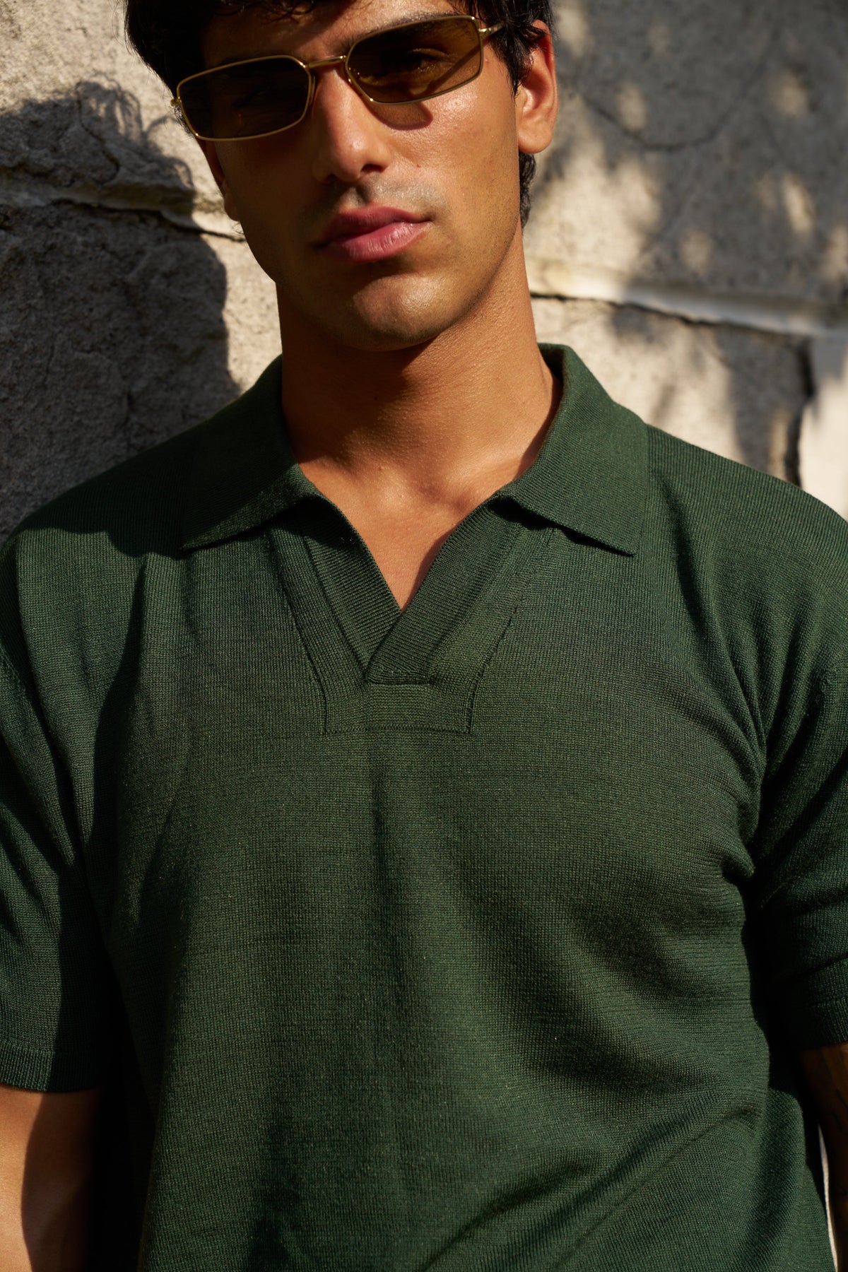 Soleil Knitted Short Sleeve Polo – Dark Green