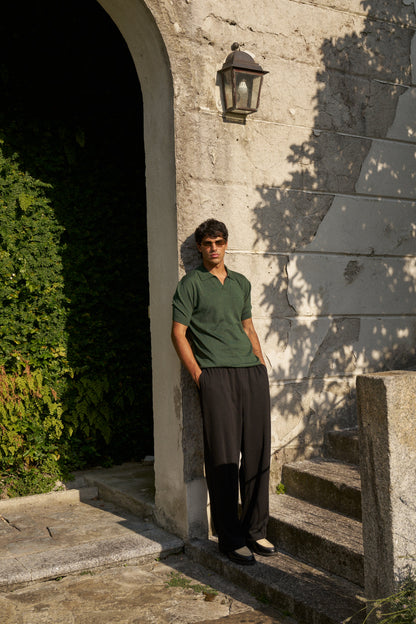 Soleil Knitted Short Sleeve Polo – Dark Green