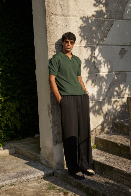 Soleil Knitted Short Sleeve Polo – Dark Green