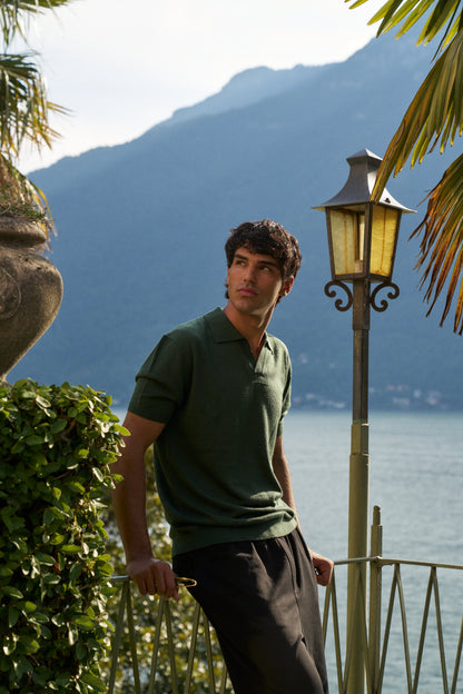 Soleil Knitted Short Sleeve Polo – Dark Green