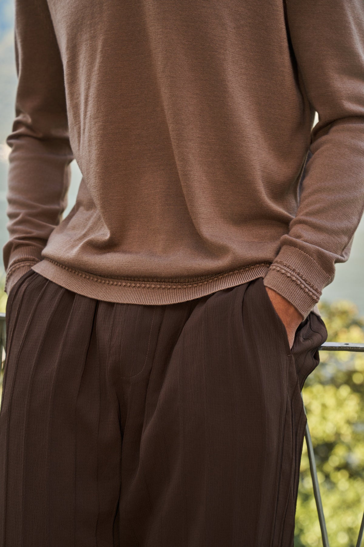 Rivoli Knitted Longsleeve Polo – Taupe
