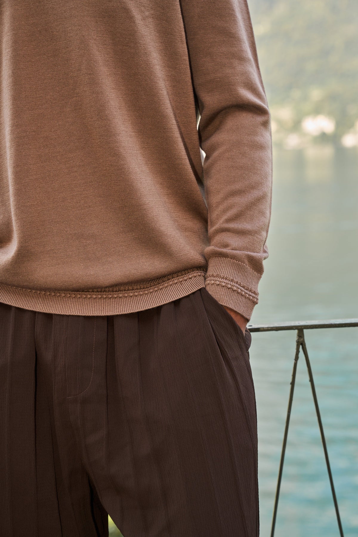 Rivoli Knitted Longsleeve Polo – Taupe