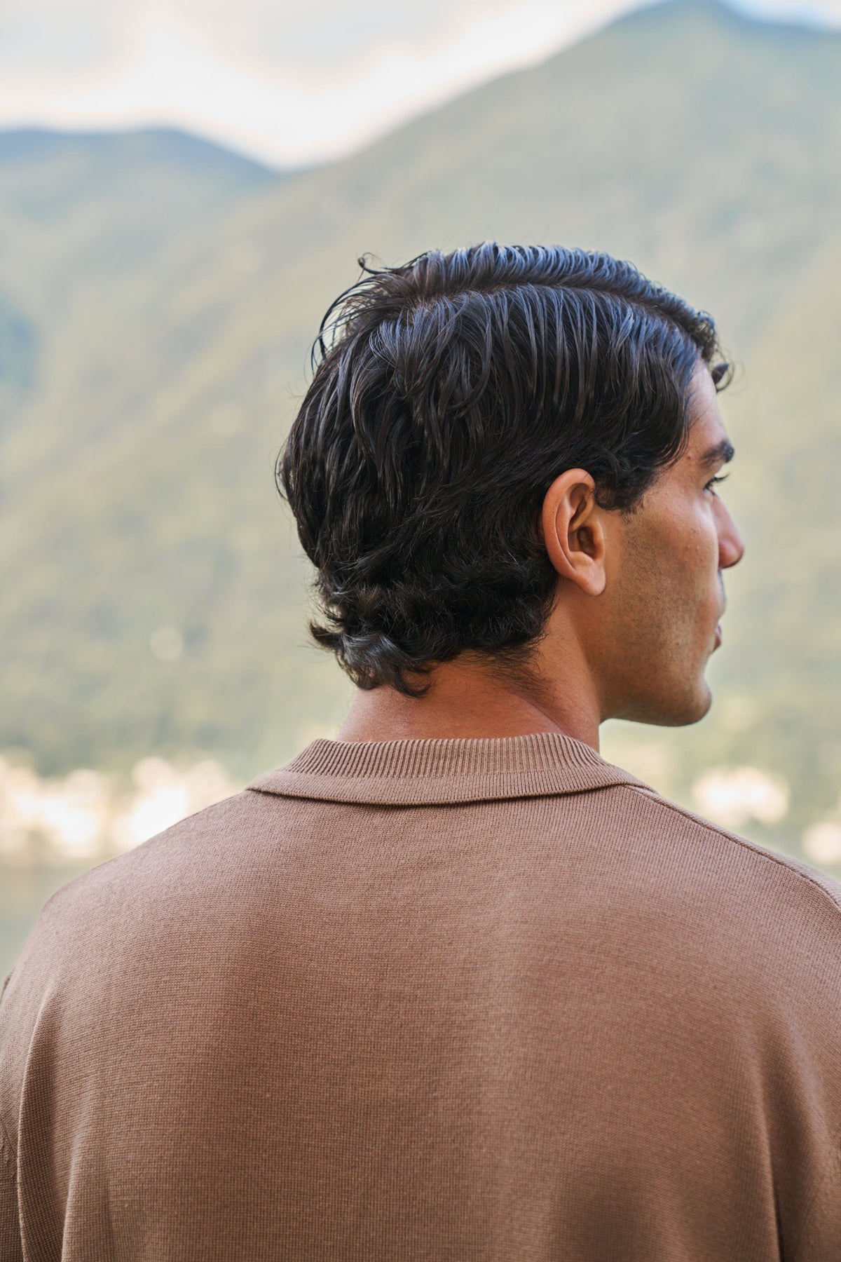 Rivoli Knitted Longsleeve Polo – Taupe