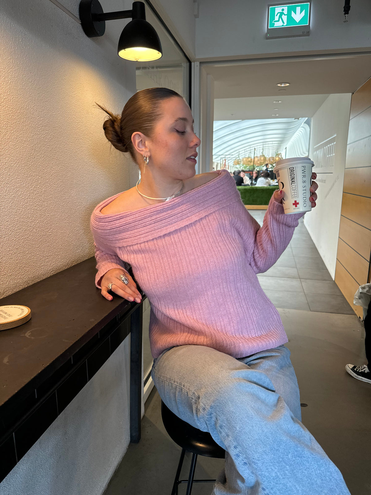 Elinor off shoulder knit - Pink