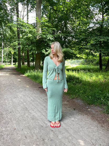 Ines knitted blouse with ties - Dusty green