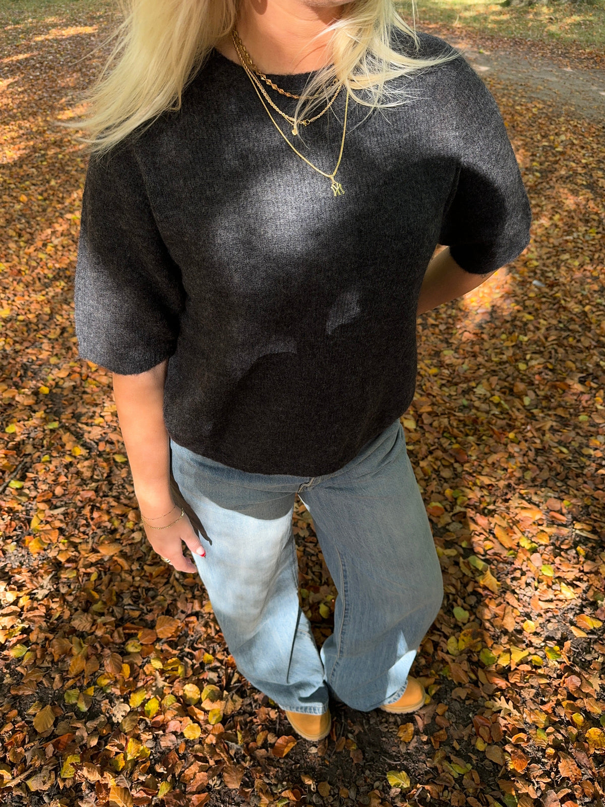 Isabell three-quarter sleeve knit - Dark grey