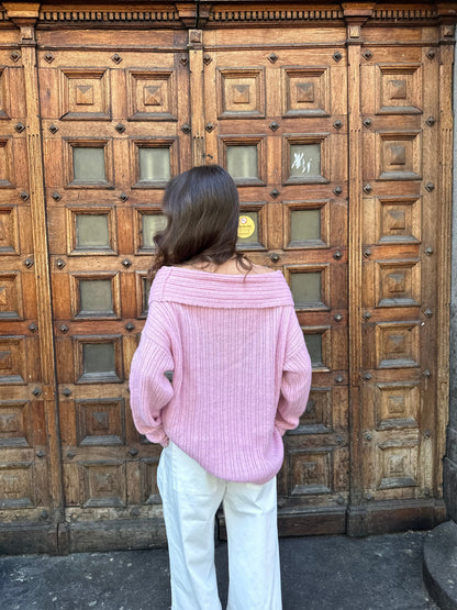 Elinor off shoulder knit - Pink