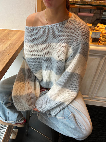 Manda striped knit - Light blue/white