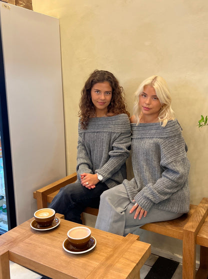 Elinor off shoulder knit - Grey