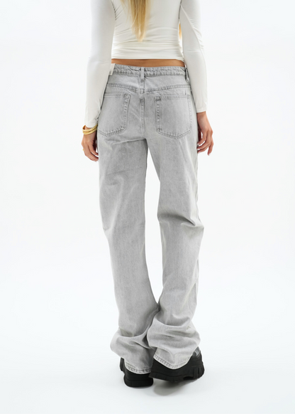 Low waist jeans light washed grey (tall)