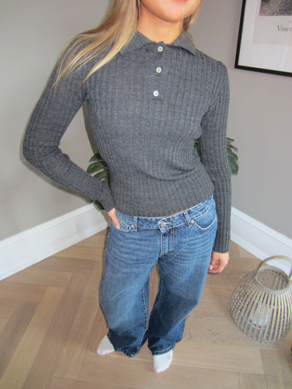 Sandra knitted polo - Dark grey