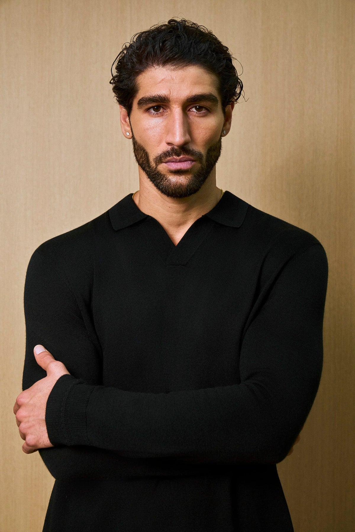 Rivoli Knitted Longsleeve Polo – Black