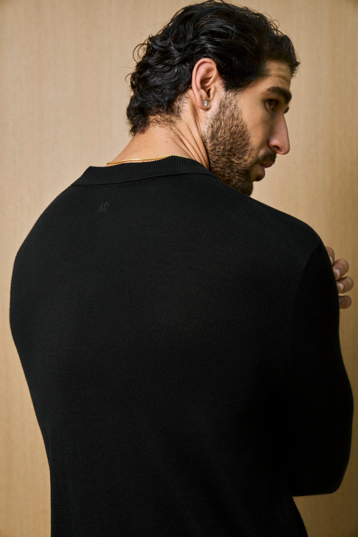 Rivoli Knitted Longsleeve Polo – Black