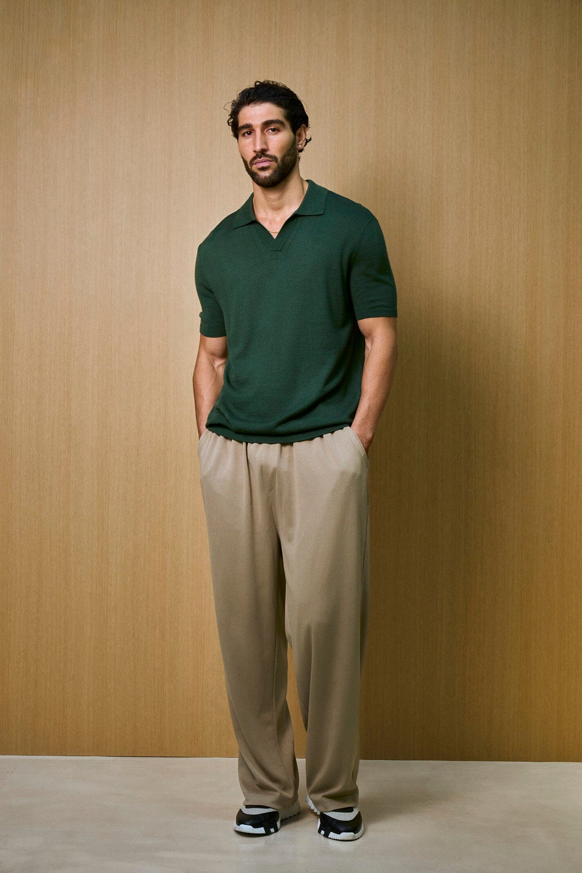Soleil Knitted Short Sleeve Polo – Dark Green