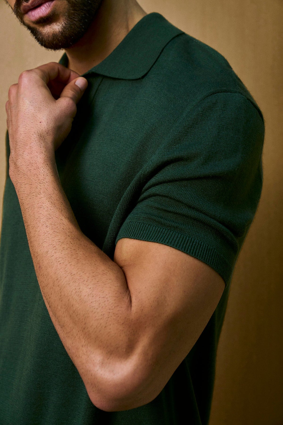 Soleil Knitted Short Sleeve Polo – Dark Green