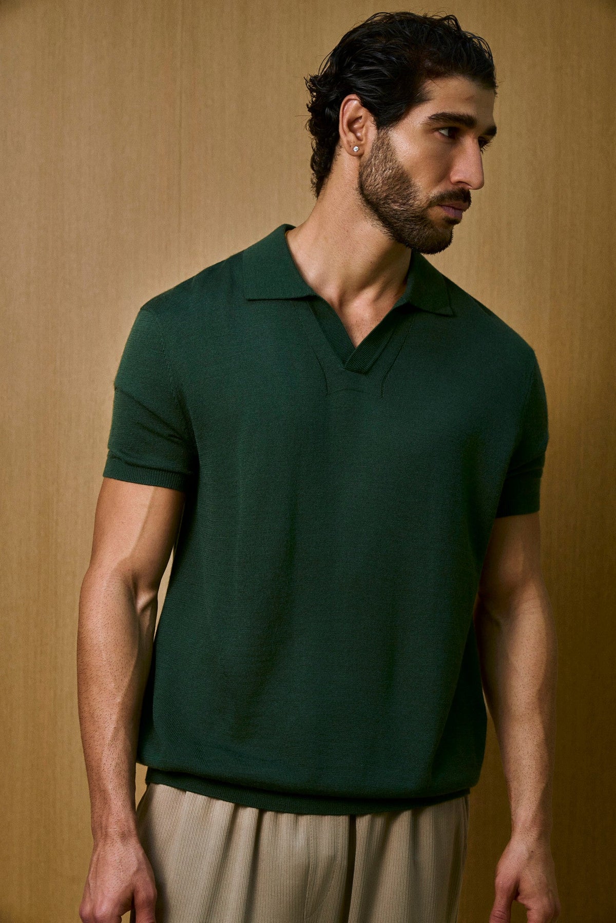 Soleil Knitted Short Sleeve Polo – Dark Green
