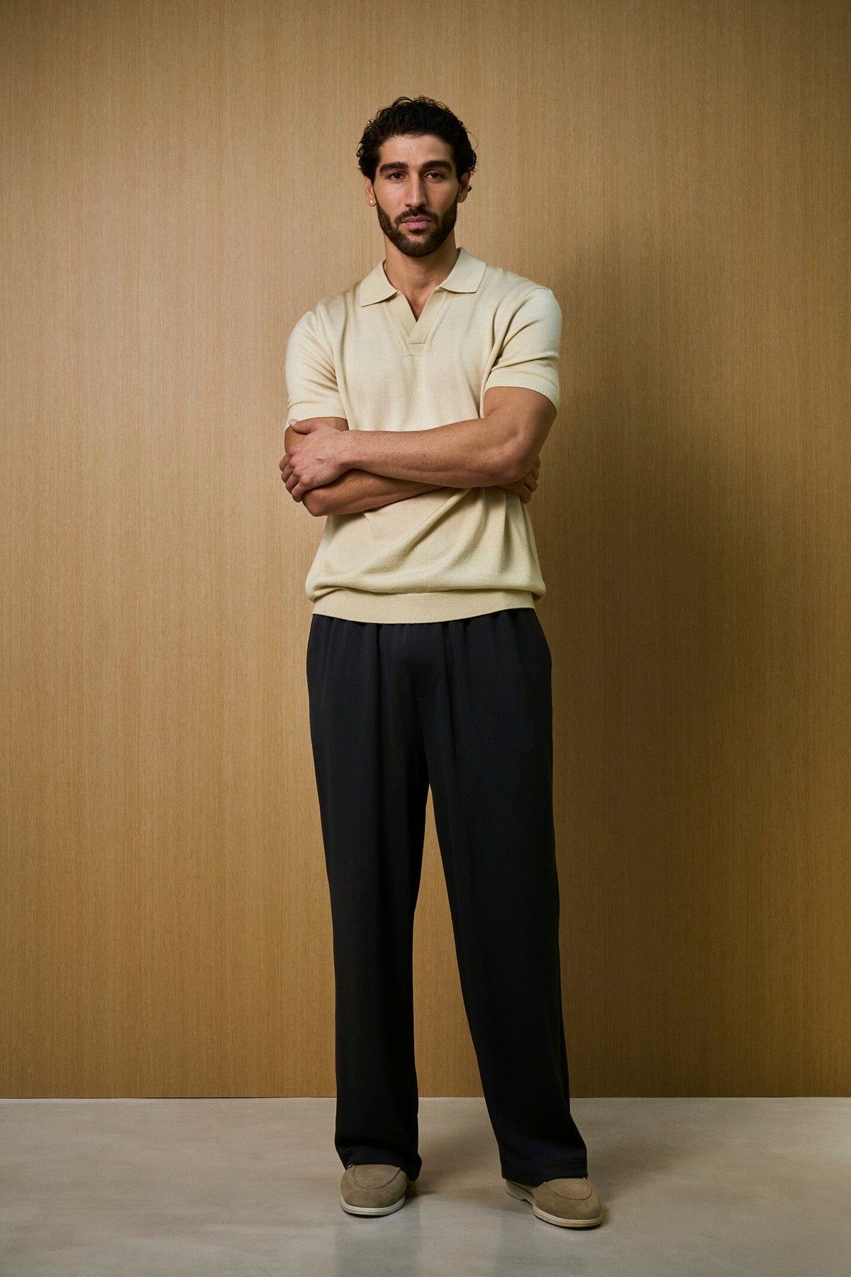 Soleil Knitted Short Sleeve Polo – Oat