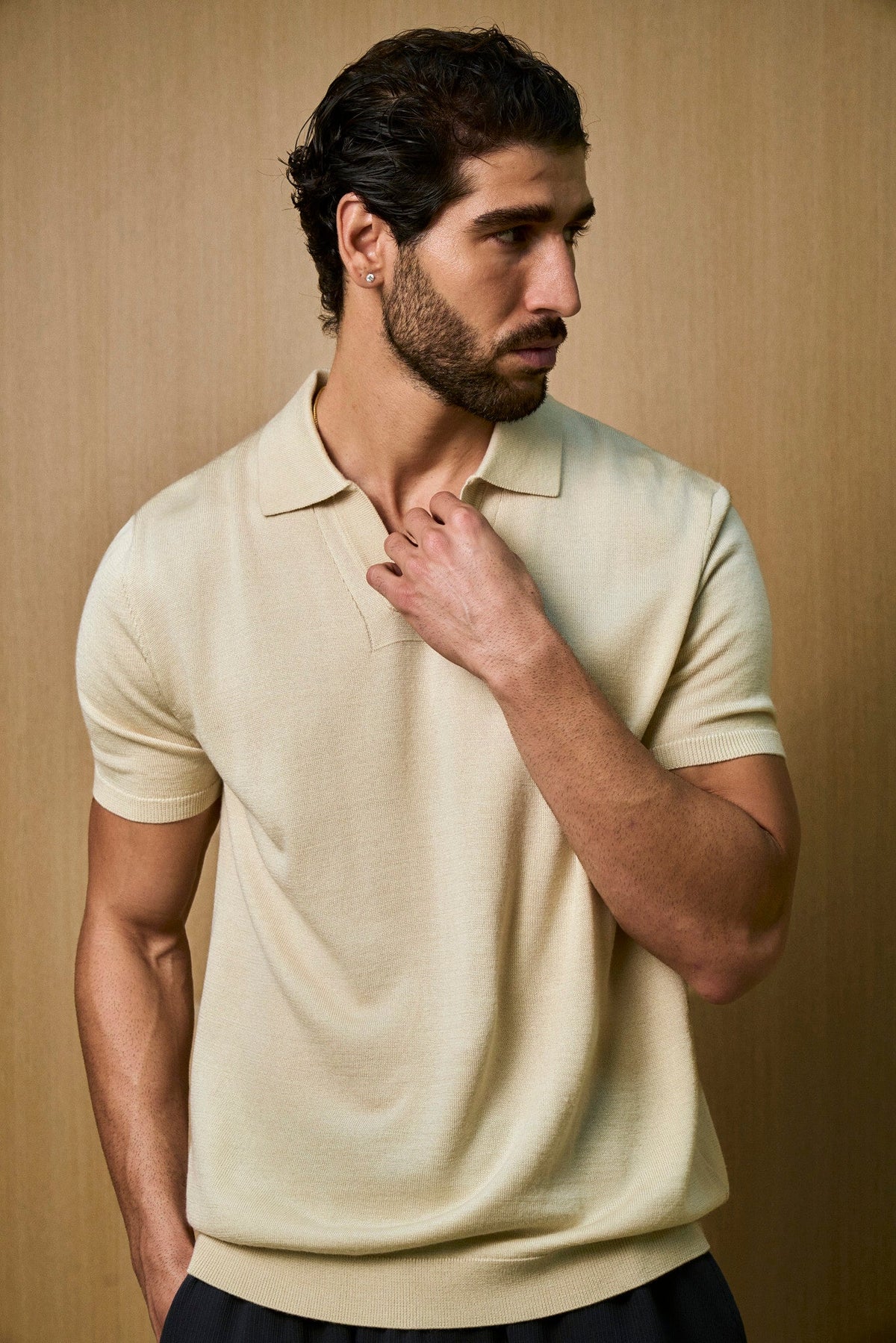 Soleil Knitted Short Sleeve Polo – Oat