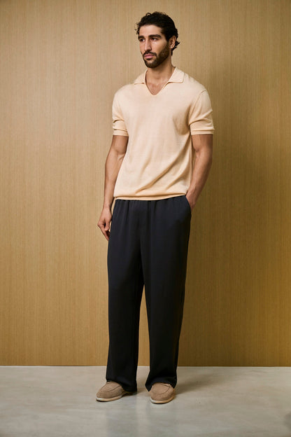 Creme Knitted Short Sleeve Polo – Butter