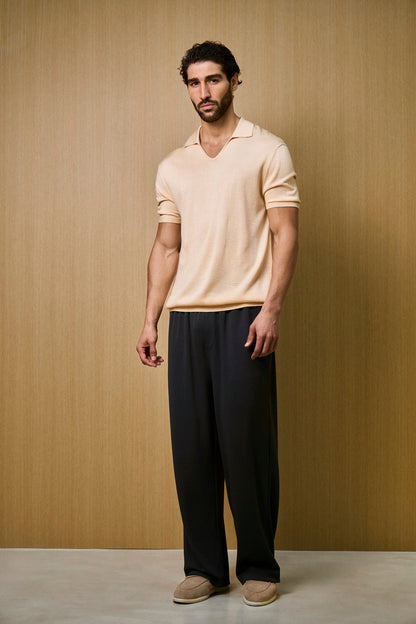 Creme Knitted Short Sleeve Polo – Butter