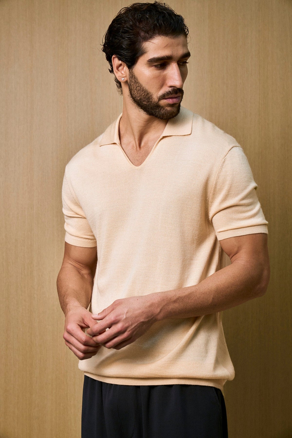 Creme Knitted Short Sleeve Polo – Butter