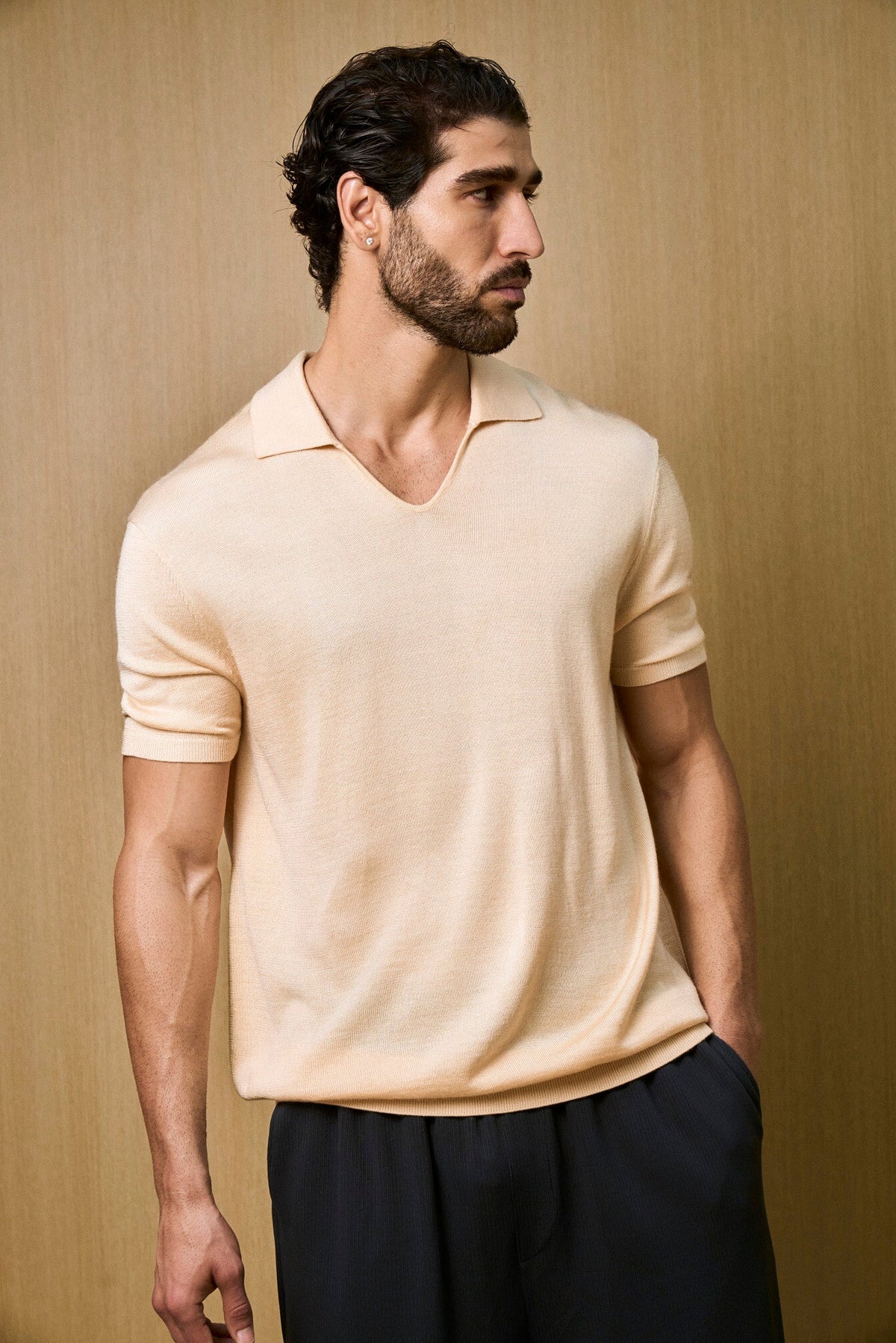 Creme Knitted Short Sleeve Polo – Butter