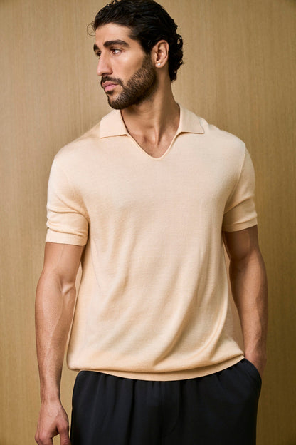 Creme Knitted Short Sleeve Polo – Butter