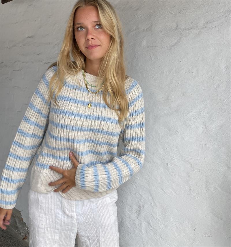 Peddey knit sweater - blue/light beige
