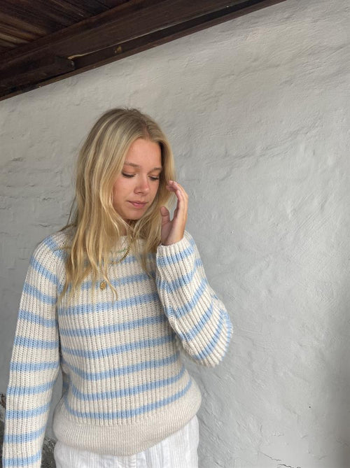 Peddey knit sweater - blue/light beige