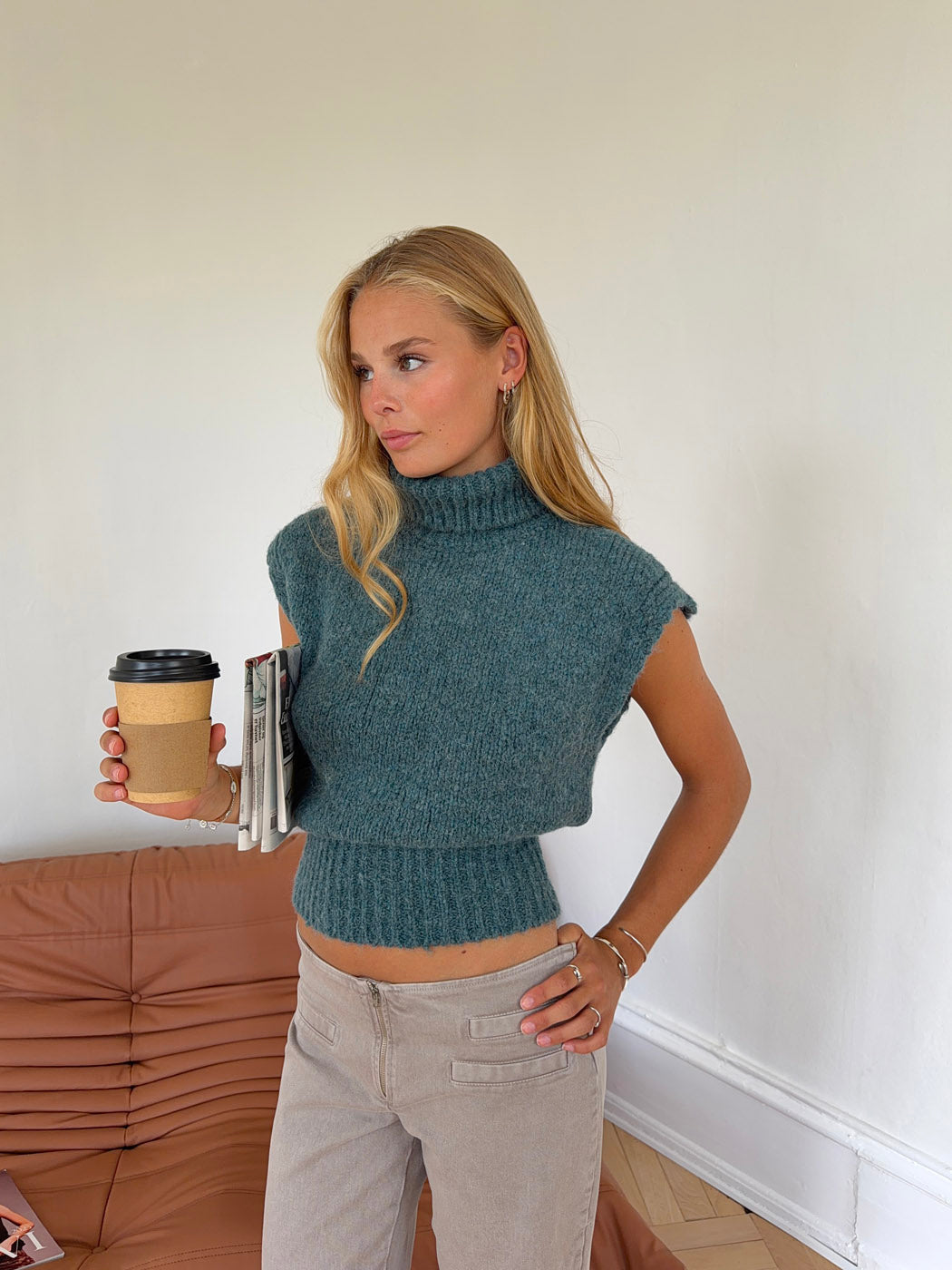 Nivena turtleneck vest - Blue