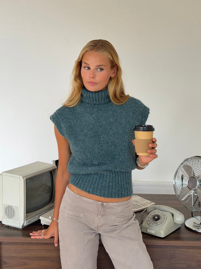 Nivena turtleneck vest - Blue